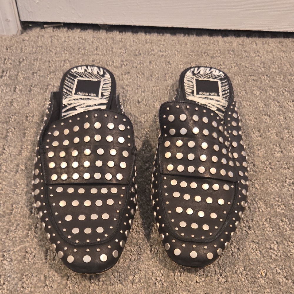 Dolce Vita Black Loafers with Silver Accents